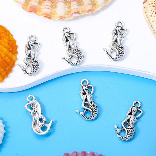 Tibetan Style Pendants, Mermaid, antique silver color plated, DIY, nickel, lead & cadmium free, 23x12mm, Approx 100PCs/Bag, Sold By Bag