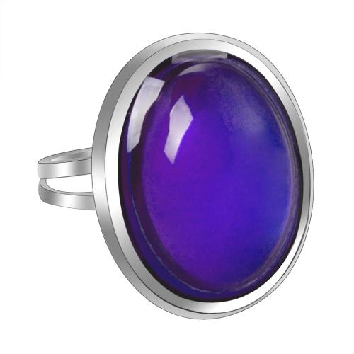 Bague humeur en émail, alliage de zinc, avec Acrylique, Placage de couleur argentée, Réglable & pour femme & émail selon l'humeur, protéger l'environnement, sans nickel, plomb et cadmium, inner diameter:17~20mm, Vendu par PC