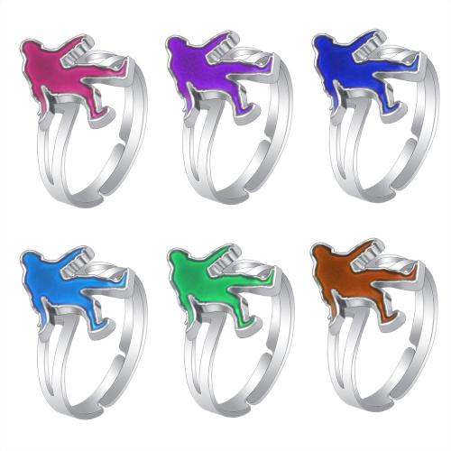 Mood Finger Ring, Tibetan Style, silver color plated, Adjustable & for woman & change their color according to the temperature & enamel, nickel, lead & cadmium free, inner diameter:17~20mm, Sold By PC