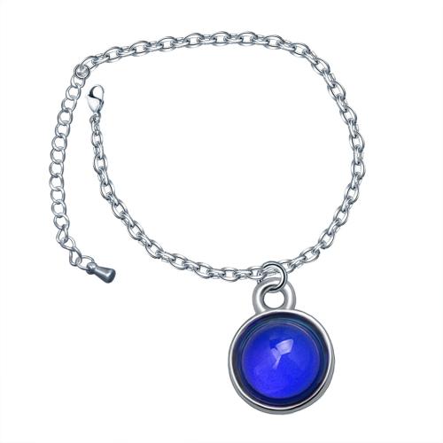 Pulsera de Aleación de Zinc, con Acrílico, Esférico, chapado en color de plata, para mujer & esmalte de humor, más colores para la opción, libre de níquel, plomo & cadmio, Vendido por UD