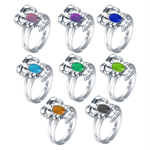 Mood Finger Ring, Tibetan Style, Lobster, silver color plated, for woman & epoxy gel & change their color according to the temperature, nickel, lead & cadmium free, inner diameter:17~20mm, Sold By PC