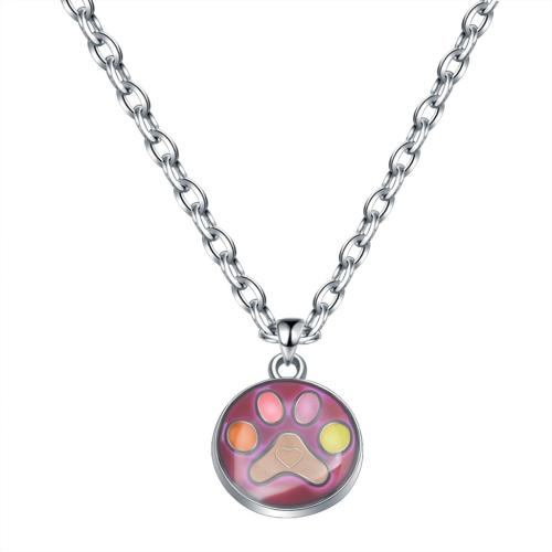 Collar de Aleación de Zinc, Esférico, chapado en color de plata, para mujer & esmalte de humor & esmalte, libre de níquel, plomo & cadmio, Vendido por UD