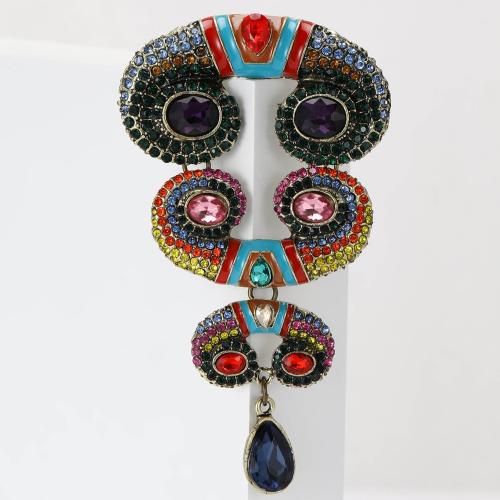 Tibetan Style Brooches, plated, for woman & enamel & with rhinestone, mixed colors, nickel, lead & cadmium free, Sold By PC