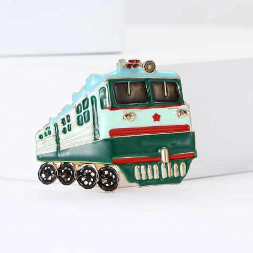 Tibetan Style Brooches, Train, gold color plated, for woman & enamel, mixed colors, nickel, lead & cadmium free, Sold By PC