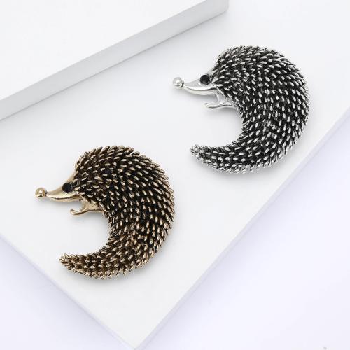 Tibetan Style Brooches, Hedgehog, plated, for woman & with rhinestone, more colors for choice, nickel, lead & cadmium free, Sold By PC