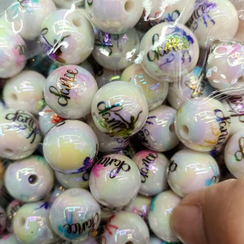 Plated Acrylic Beads, Round, DIY, mixed colors, 16mm, 200PCs/Bag, Sold By Bag