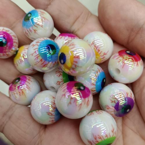 Plated Acrylic Beads, Round, DIY, mixed colors, 16mm, 200PCs/Bag, Sold By Bag