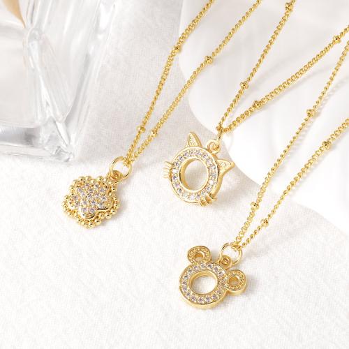 Cubic Zircon Micro Pave Brass Necklace, gold color plated, fashion jewelry & different designs for choice & micro pave cubic zirconia, golden, nickel, lead & cadmium free, Sold By PC