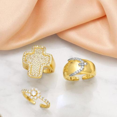 Cubic Zirconia Micro Pave Brass Ring, gold color plated, fashion jewelry & different designs for choice & micro pave cubic zirconia, golden, nickel, lead & cadmium free, The inner diameter of the ring is about 1.7cm, Sold By PC