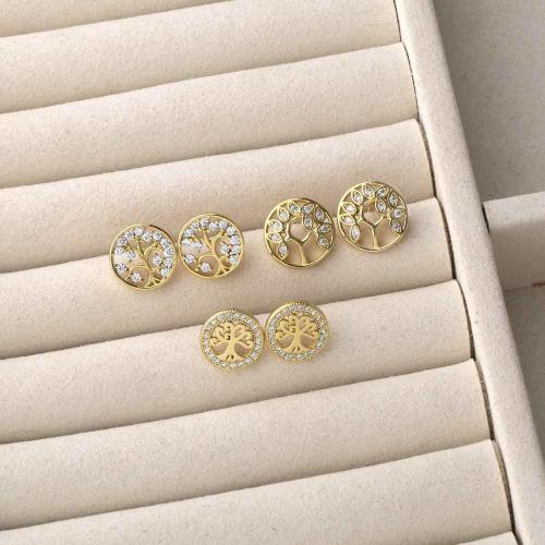 Cúbicos Circonia Pendiente Latón Micro pavimenta, metal, chapado en color dorado, Joyería & diferentes patrones para la opción & micro arcilla de zirconia cúbica, oro, libre de níquel, plomo & cadmio, Vendido por Par