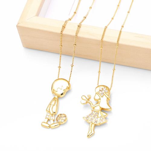 Collier en laiton cubique Zircon Micro Pave, avec 5cm chaînes de rallonge, Placage de couleur d'or, bijoux de mode & modèles différents pour le choix & pavé de micro zircon, doré, protéger l'environnement, sans nickel, plomb et cadmium, Longueur:44 cm, Vendu par PC