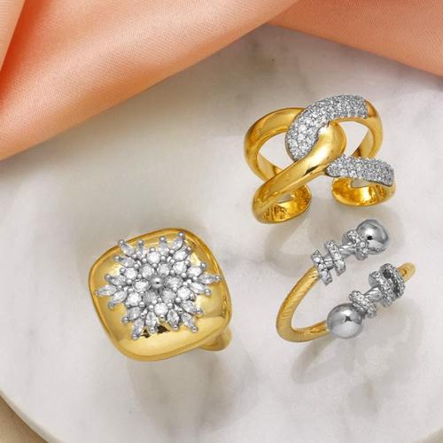 Cubic Zirconia Micro Pave Brass Ring, gold color plated, fashion jewelry & different designs for choice & micro pave cubic zirconia, golden, nickel, lead & cadmium free, Sold By PC