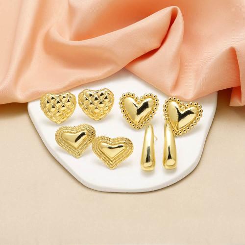 Brass Stud Earring, gold color plated, fashion jewelry & different designs for choice, golden, nickel, lead & cadmium free, Sold By Pair