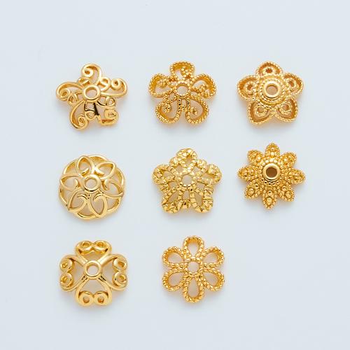 Brass Bead Cap, 18K gold plated, DIY & different styles for choice & hollow, 5PCs/Bag, Sold By Bag