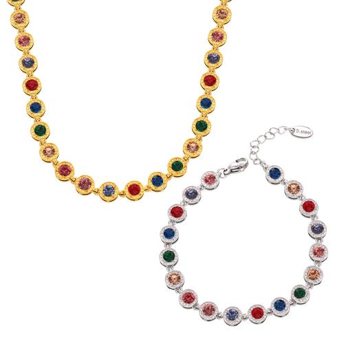 Sets de Joyas, Partículas de acero, chapado, diferentes estilos para la opción & micro arcilla de zirconia cúbica & para mujer, más colores para la opción, Vendido por UD