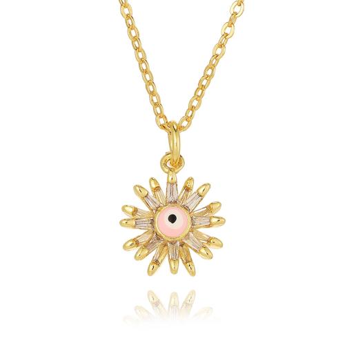 Evil Eye Jewelry Necklace, Brass, plated, micro pave cubic zirconia & for woman & enamel, more colors for choice, Sold By PC