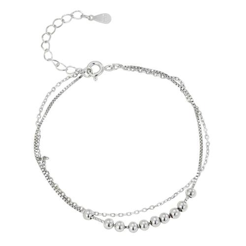 Sterling Silber Armbänder, 925 Sterling Silber, mit Verlängerungskettchen von 3CM, für Frau, Silberfarbe, Länge:ca. 15.5 cm, verkauft von PC