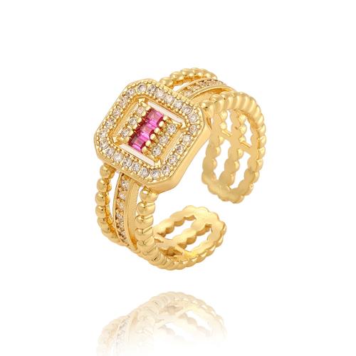 Cubic Zirconia Micro Pave Brass Ring, plated, micro pave cubic zirconia & for woman, more colors for choice, Sold By PC