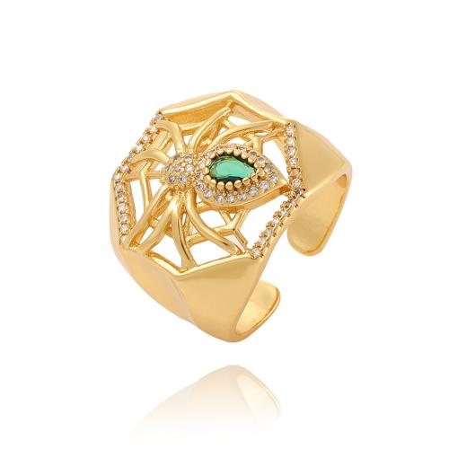 Cubic Zirconia Micro Pave Brass Ring, Spider, plated, micro pave cubic zirconia & for woman, more colors for choice, Sold By PC