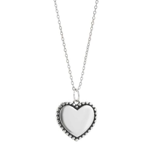 925 Sterling Silver Necklaces, with 5CM extender chain, Heart, for woman, silver color, Length:Approx 40 cm, Sold By PC