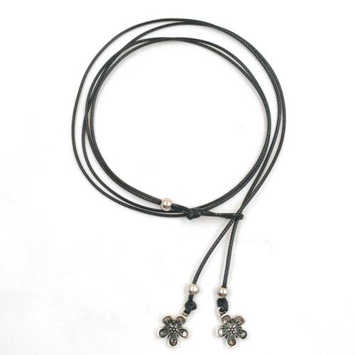 Pulseras para el Tobillo en Aleación de Zinc, con Cordón de cera, diferentes estilos para la opción & para mujer, Negro, longitud:aproximado 22 cm, Vendido por UD