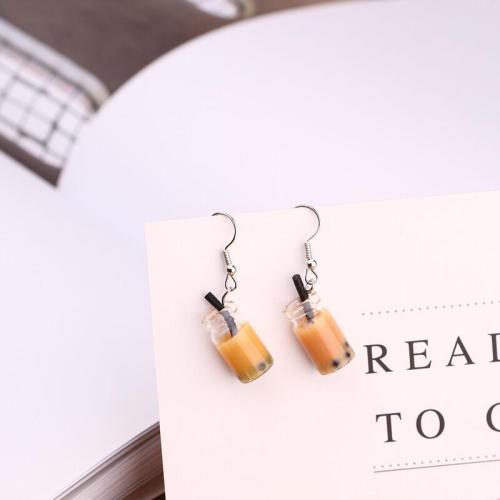 Tibetan Style Drop Earrings, with Resin, plated, fashion jewelry & for woman, more colors for choice, Sold By Pair