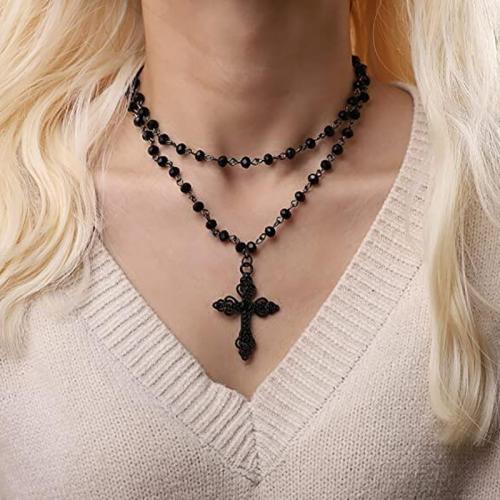 Tibetan Style Jewelry Necklace, plated, gothic style & for woman, black, Length:Approx 41-50 cm, Sold By PC