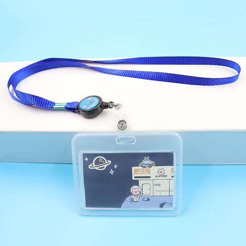 Plastic Lanyard Card Holder, with Polyester Cord, portable & multifunctional & retractable, more colors for choice, Sold By PC