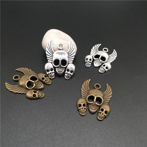 Tibetan Style Skull Pendants, plated, DIY, more colors for choice, 33x26mm, 100PCs/Bag, Sold By Bag