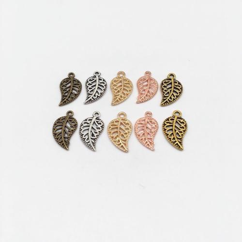 Tibetan Style Leaf Pendants, plated, DIY, more colors for choice, 19x10mm, 100PCs/Bag, Sold By Bag