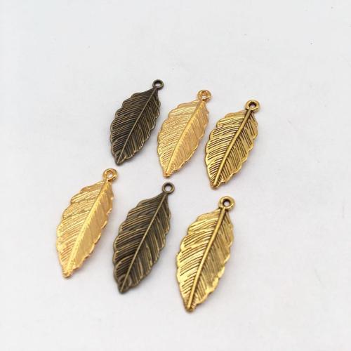 Tibetan Style Leaf Pendants, plated, DIY, more colors for choice, 31x12x1mm, 100PCs/Bag, Sold By Bag