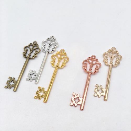 Tibetan Style Key Pendants, plated, DIY, more colors for choice, 57x18x4mm, 100PCs/Bag, Sold By Bag