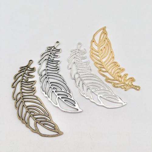 Tibetan Style Feather Pendants, plated, DIY, more colors for choice, 63x21mm, 100PCs/Bag, Sold By Bag