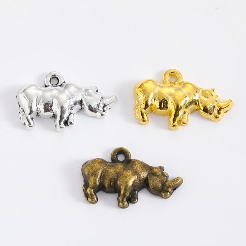 Pendentifs animaux en alliage de zinc, Rhinocéros, Placage, DIY, plus de couleurs à choisir, 20x12.50x3.50mm, 100PC/sac, Vendu par sac