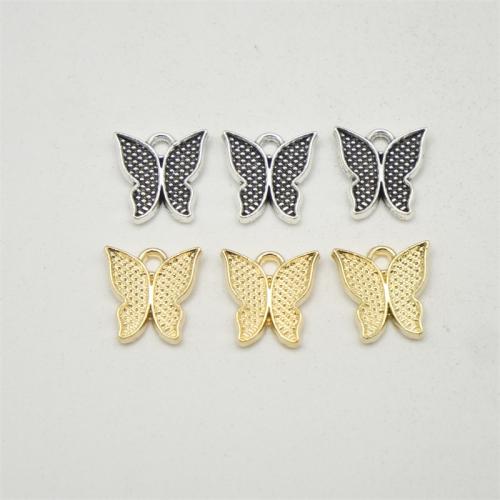 Tibetan Style Animal Pendants, Butterfly, plated, DIY, more colors for choice, 11x13mm, 100PCs/Bag, Sold By Bag