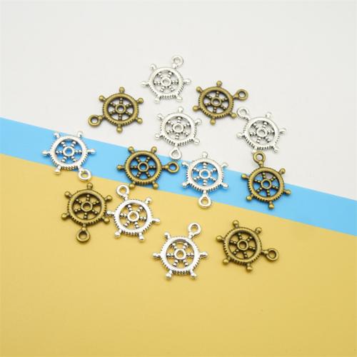 Tibetan Style Ship Wheel & Anchor Pendant, plated, DIY, more colors for choice, 20x15x2mm, 100PCs/Bag, Sold By Bag