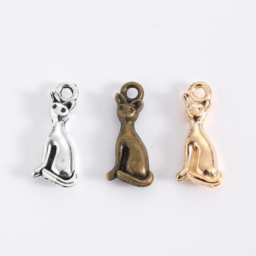 Pendentifs animaux en alliage de zinc, chat, Placage, DIY, plus de couleurs à choisir, 17.50x8x3mm, 100PC/sac, Vendu par sac