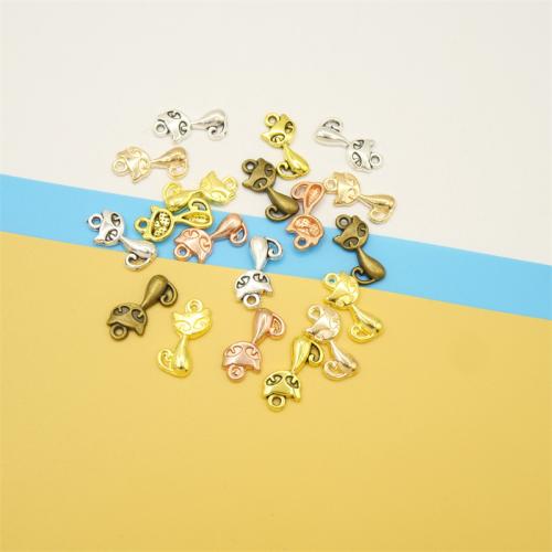 Pendentifs animaux en alliage de zinc, chat, Placage, DIY, plus de couleurs à choisir, 17x8x2mm, 100PC/sac, Vendu par sac