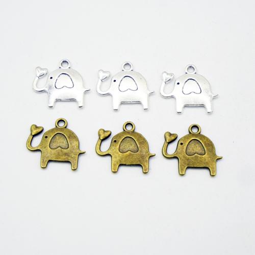 Tibetan Style Animal Pendants, Elephant, plated, DIY, more colors for choice, 14x15x1.50mm, 100PCs/Bag, Sold By Bag