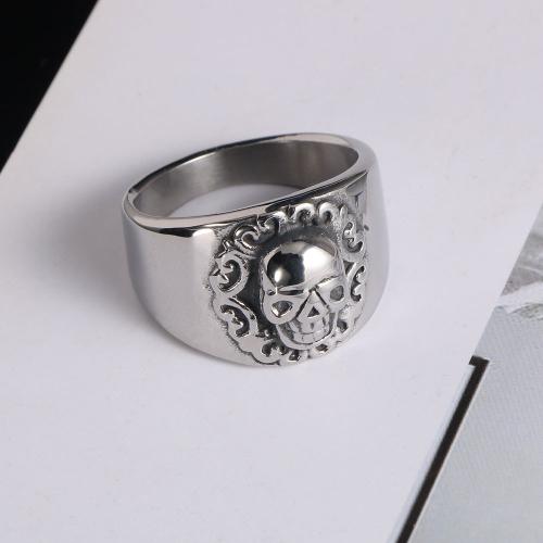 Anillo de dedo de acero inoxidable, acero inoxidable 304, Calavera, diverso tamaño para la opción & para hombre, más colores para la opción, Vendido por UD