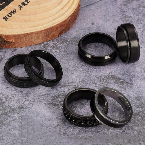 Titanium Steel Ring Set, plated, 6 pieces & rotatable & different size for choice & for man, US Ring Size:6-13, Sold By Set