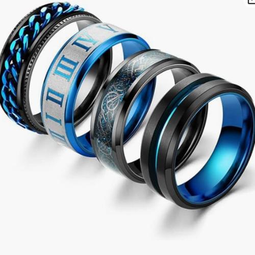 Titanium Steel Ring Set, plated, 4 pieces & rotatable & Unisex & different size for choice, more colors for choice, US Ring Size:6-13, Sold By Set