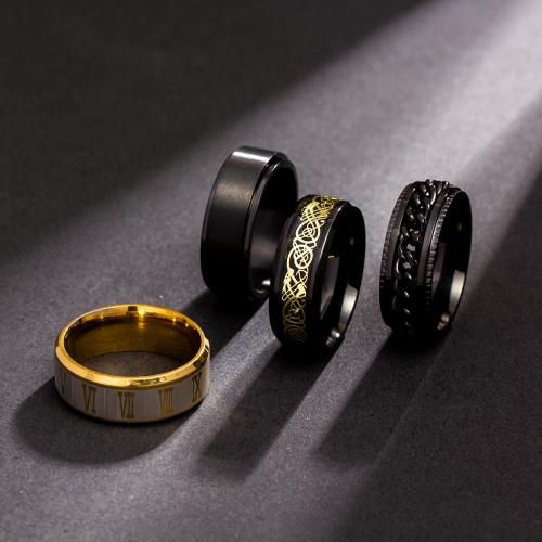 304 Edelstahl Fingerring, plattiert, 4 Stück & unisex & verschiedene Größen vorhanden, keine, Größe:6-13, verkauft von setzen