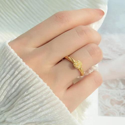 Brass Cuff Finger Ring, Square, gold color plated, fashion jewelry & micro pave cubic zirconia & for woman, US Ring Size:6-8, Sold By PC