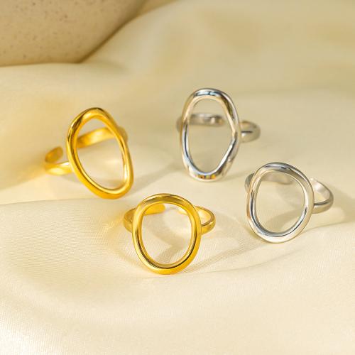 Titanium Steel Cuff Finger Ring, Oval, plated, different styles for choice & for woman & hollow, US Ring Size:6-8, Sold By PC