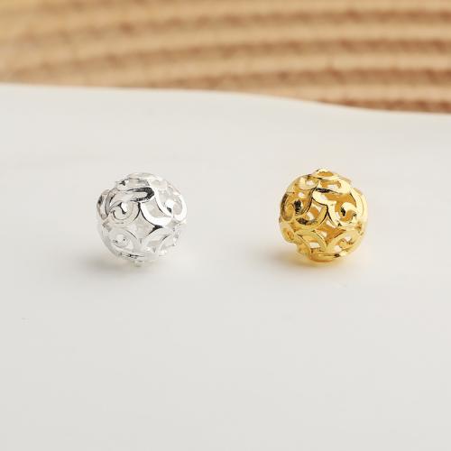 Spacer Beads Jewelry, 925 Sterling Silver, Round, DIY & hollow, more colors for choice, 8mm, Sold By PC