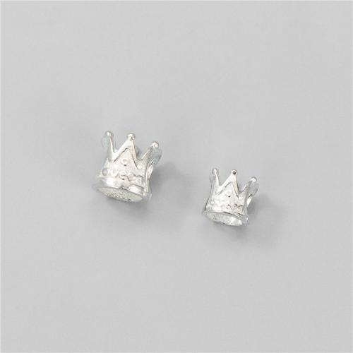 Spacer Beads Jewelry, 925 Sterling Silver, Crown, polished, DIY & different size for choice, silver color, Sold By PC