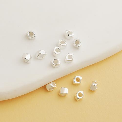 Spacer Beads Jewelry, 925 Sterling Silver, irregular, polished, DIY, silver color, 4.70x3.30mm, Hole:Approx 1.5mm, Sold By PC