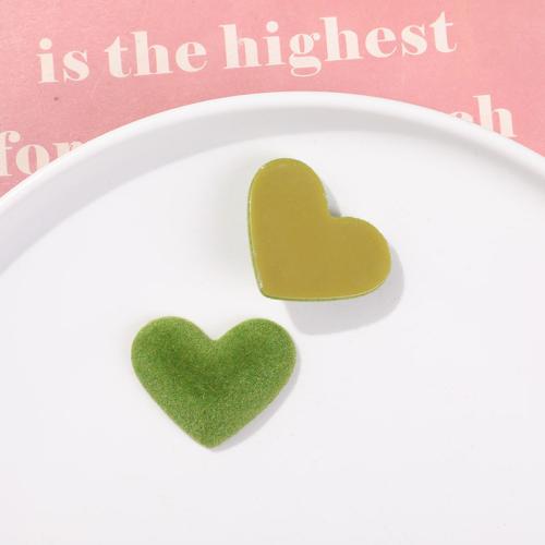 Hair Accessories DIY Findings, Resin, with Flocking Fabric, Heart, more colors for choice, 28x36mm, Sold By PC