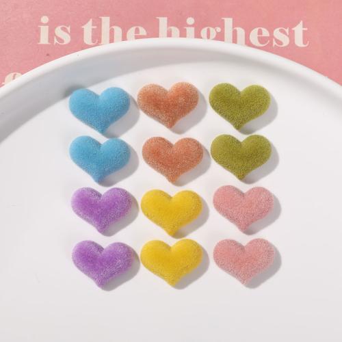 Hair Accessories DIY Findings, Resin, with Flocking Fabric, Heart, Random Color, 15x20mm, Sold By PC